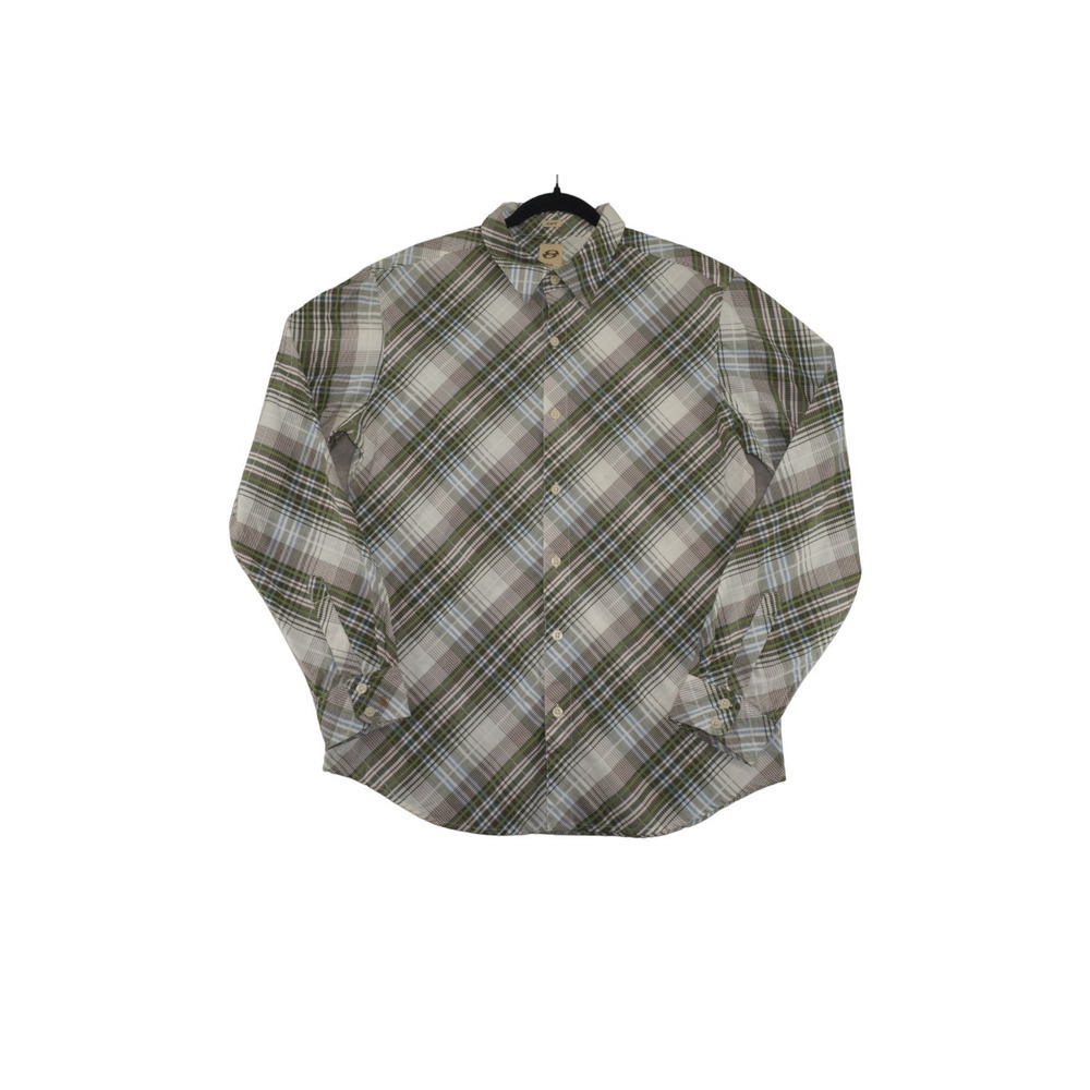 Anchor Blue Plaid Button-Up Shirt Men’s XL Slim Fit Green Brown Casual